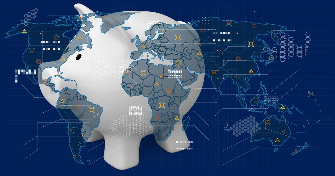 Global Finance and Savings Piggy Bank Concept