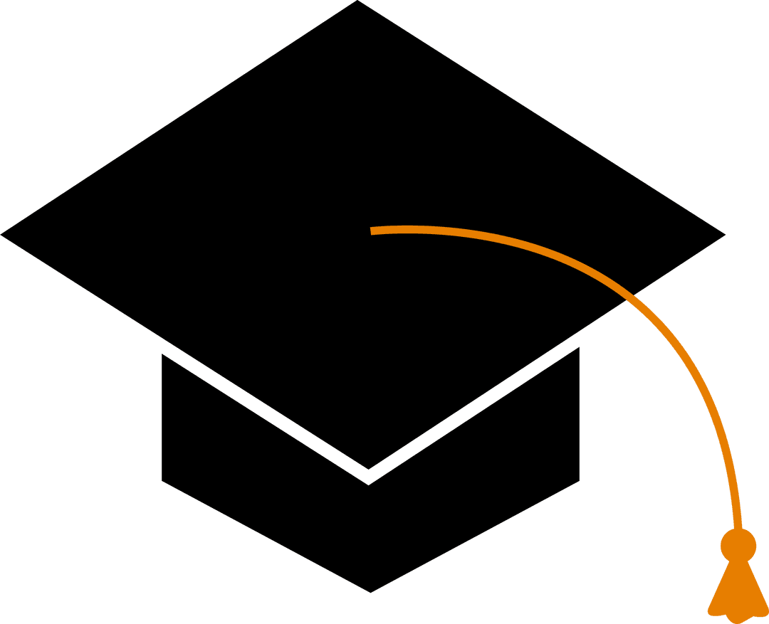 Transparent Stylized Graduation Cap with Orange Tassel