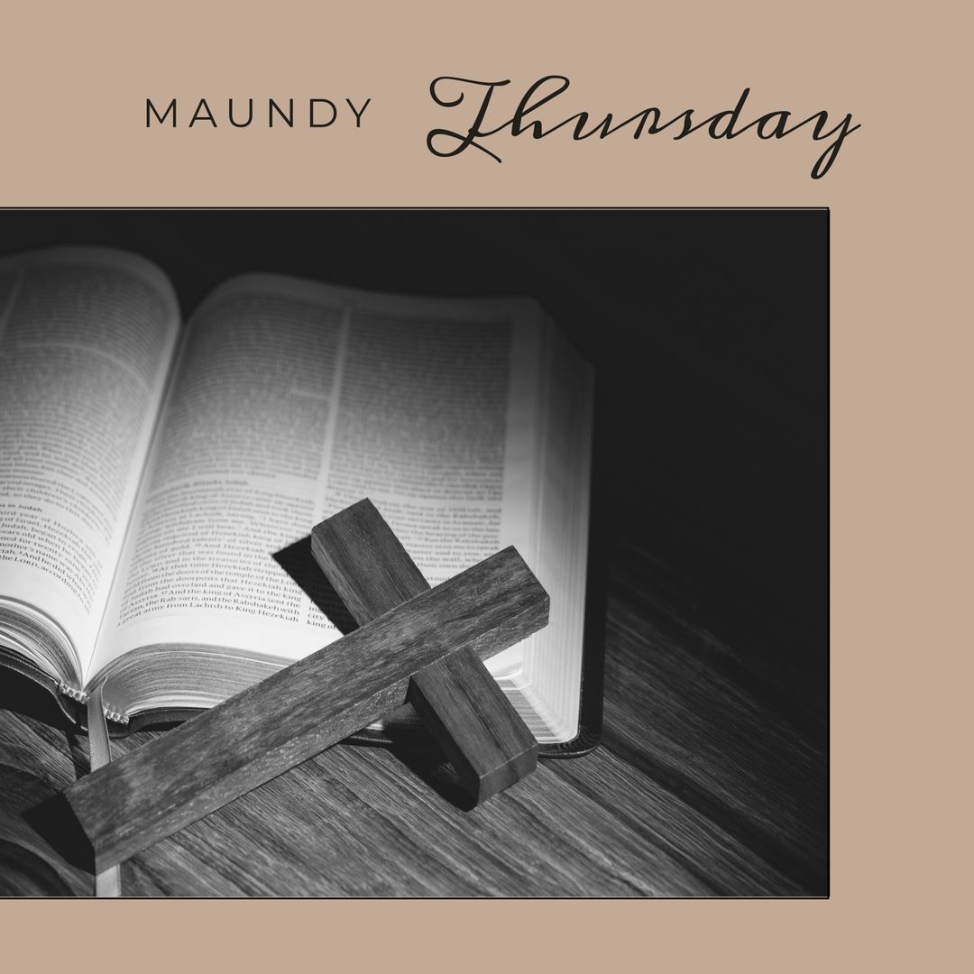 Maundy Thursday Bible Study with Wooden Cross on Table