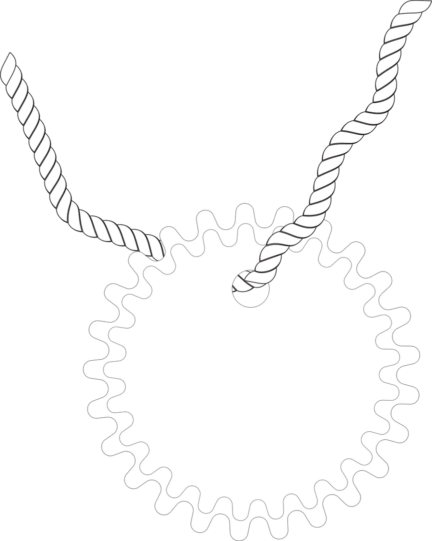 Transparent Cog Pendant Svg on Twisted String