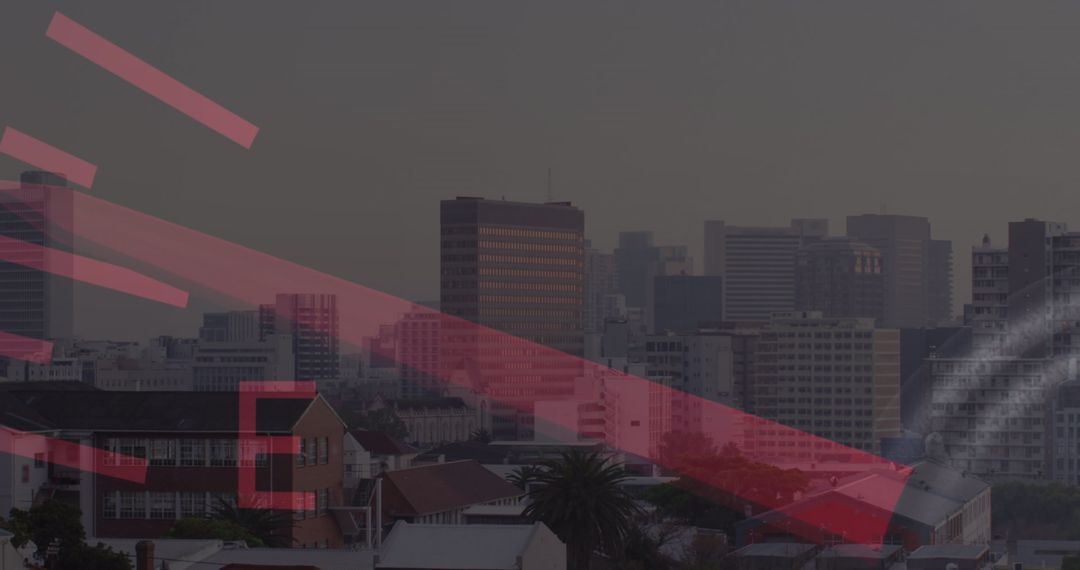 Futuristic Cityscape with Digital Interface Elements