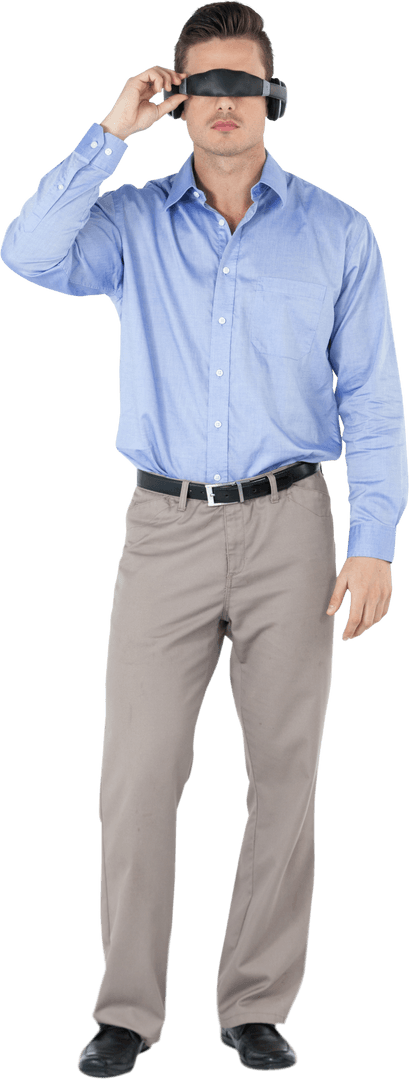 Businessman Using Transparent Virtual Reality Glasses