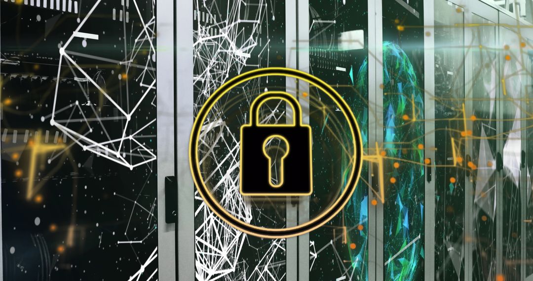 Cybersecurity Icon Against Networked Computer Servers