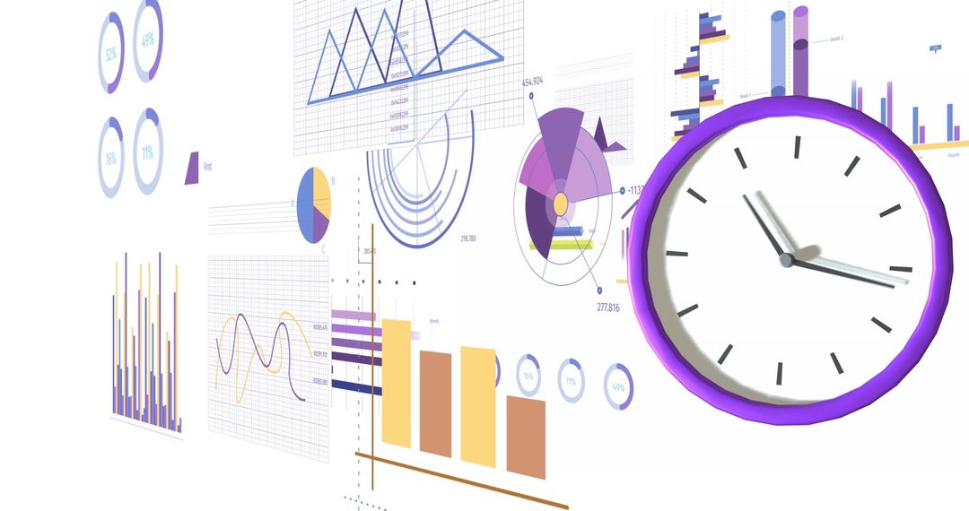 Clock and Data Visualization on Abstract Background