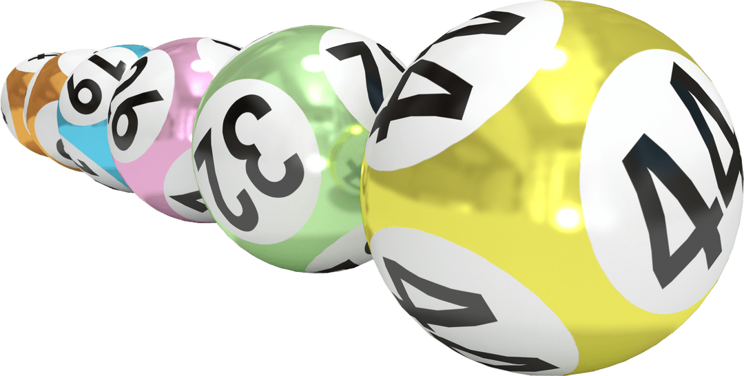 Transparent Lottery Balls with Winning Numbers on Reflective Surface