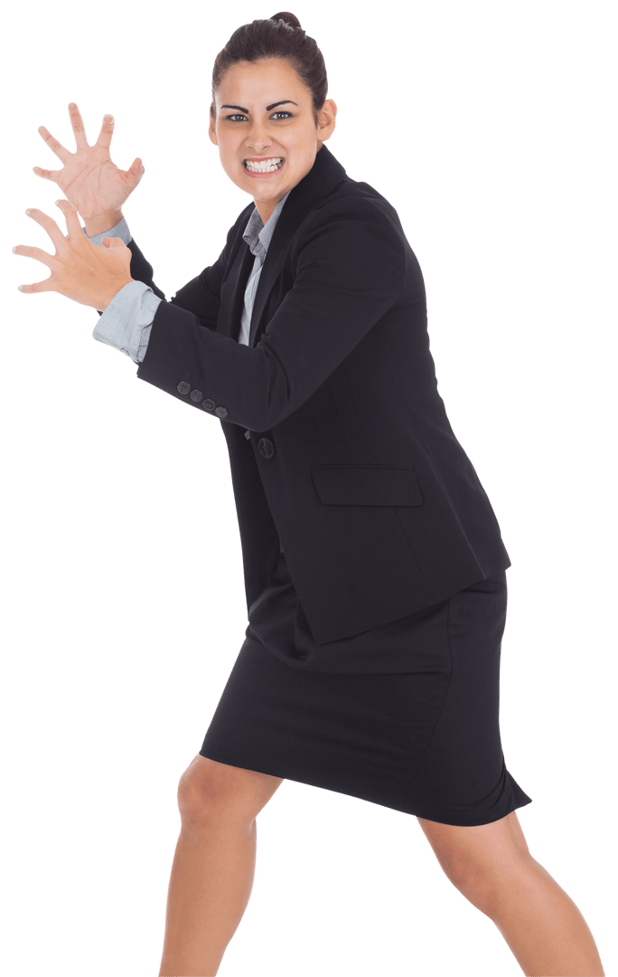 Transparent Image of Angry Businesswoman Gesturing Fiercely