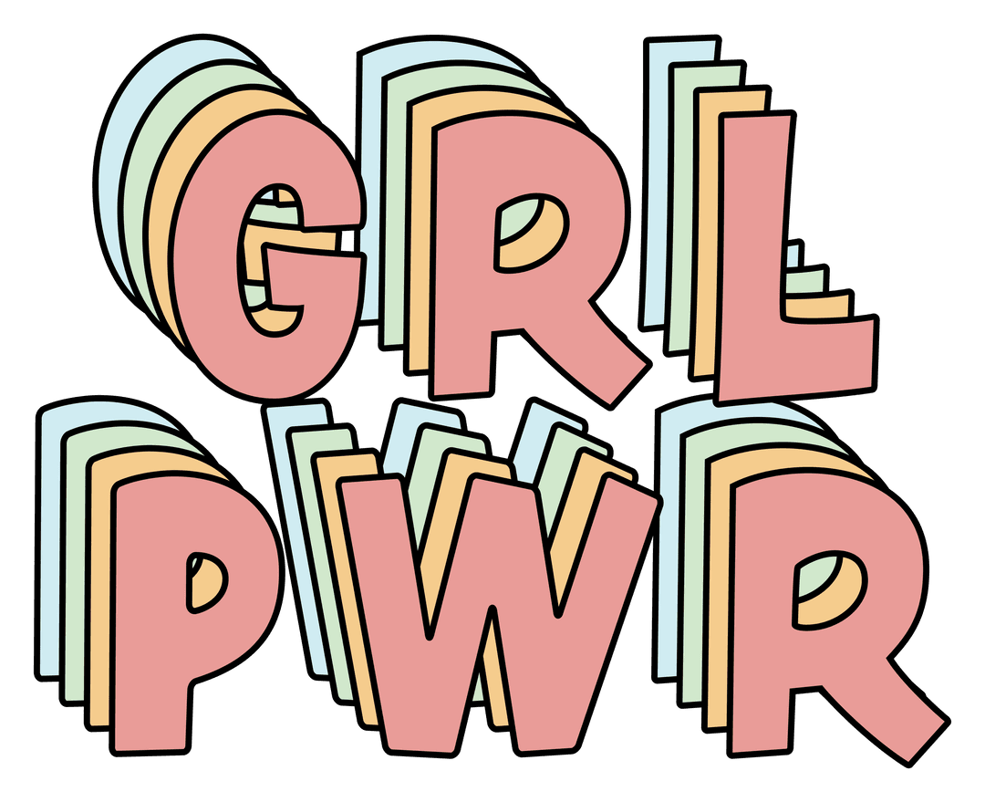Colorful GRL PWR Text Design on Transparent Background
