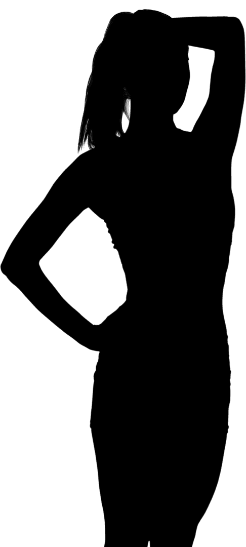 Digital Silhouette of Woman with Ponytail on Transparent Background