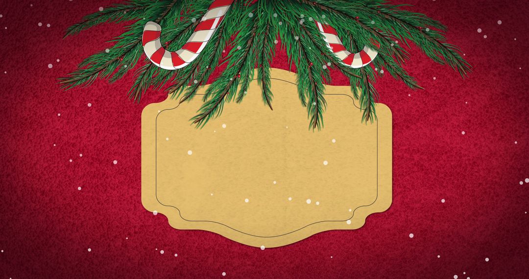 Festive Christmas Background with Candy Canes and Pine Branches