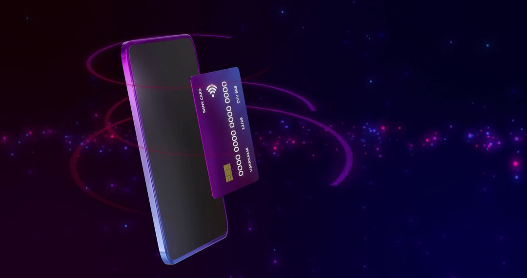 Credit Card and Smartphone with Digital Glowing Effects for Mobile Payment