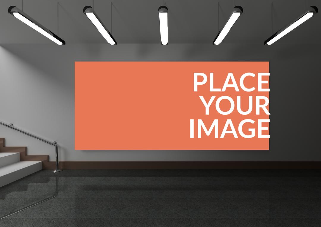 Blank Canvas Displayed on Modern Gallery Wall with Spotlights - Download Free Stock Images Pikwizard.com