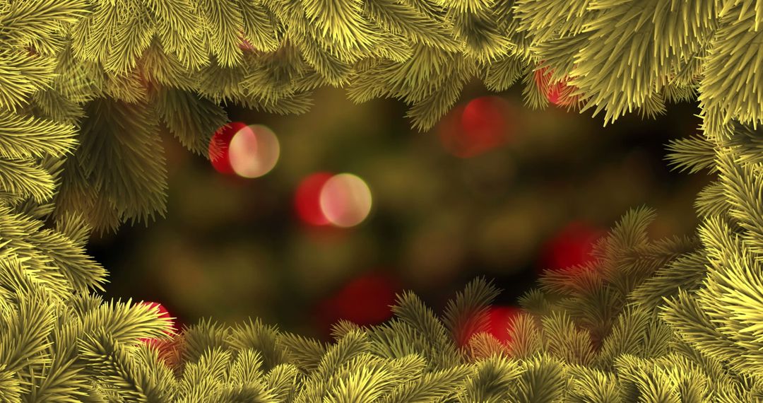 Golden Evergreen Wreath with Holiday Bokeh