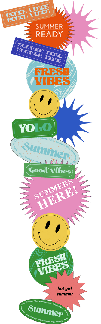 Transparent Summer Vibes Badges for Decor and Branding