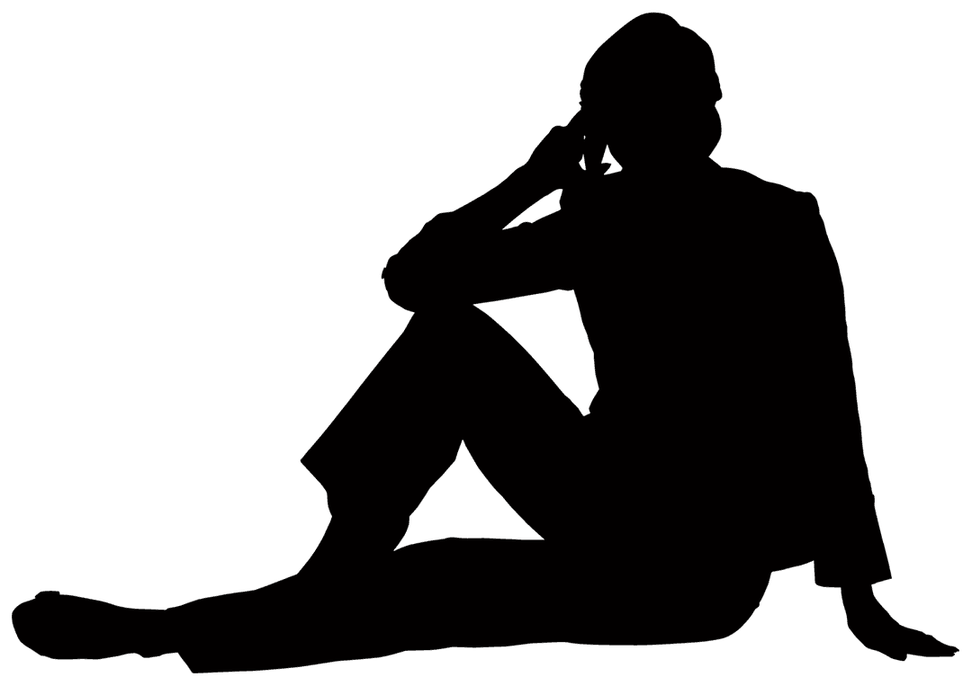 Silhouette of Elegant Man Using Phone on Transparent Background