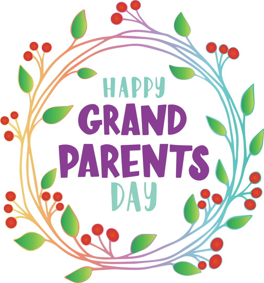 Happy Grandparents Day Digital Frame Illustration on Transparent Background