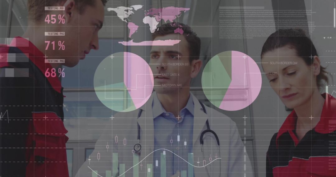 Healthcare Professionals Analyzing Complex Global Data