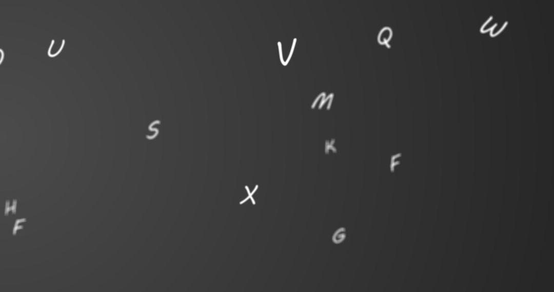 Floating Alphabet Letters in Dark Minimalist Space