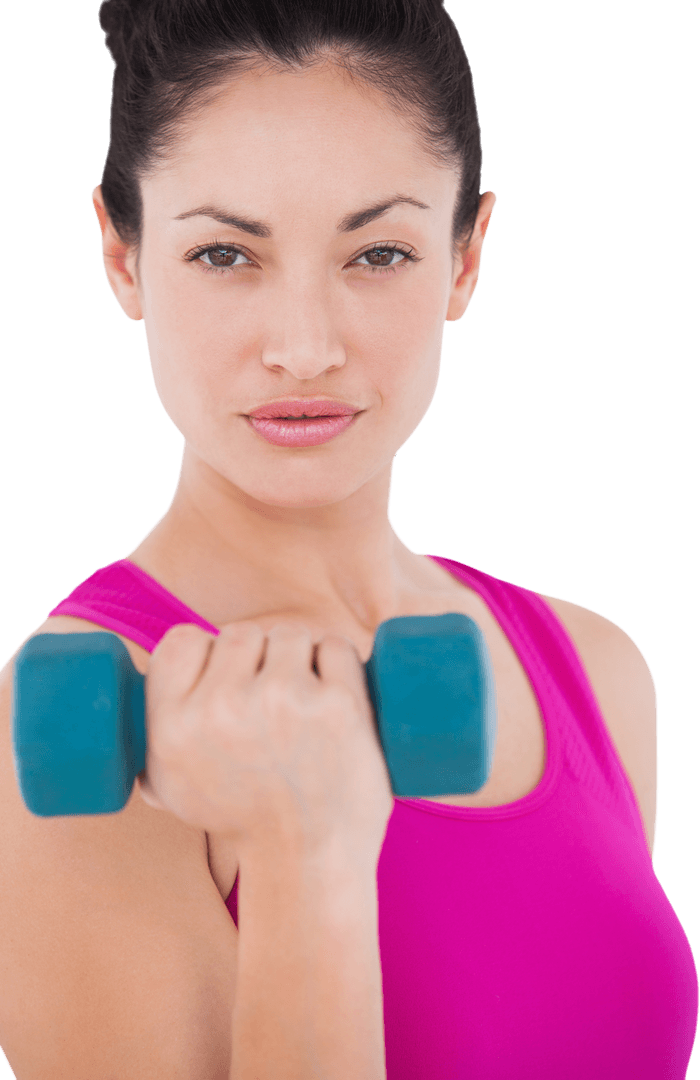 Fit Woman Lifting Blue Dumbbell on Transparent Background - Download Free Stock Images Pikwizard.com