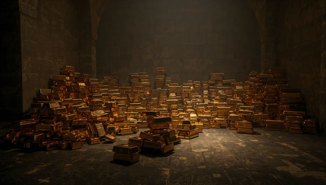Golden Ingots Glowing in Collapsed Underground Vault