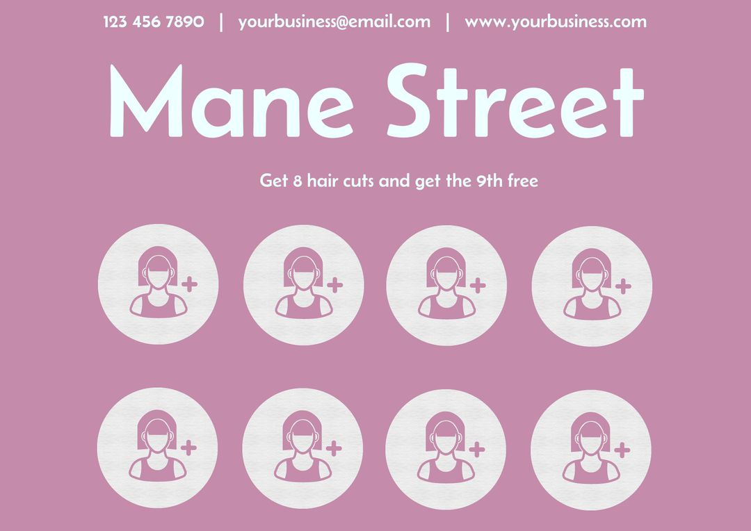 Customizable Salon Loyalty Card with Punch Markers on Pink Background - Download Free Stock Templates Pikwizard.com