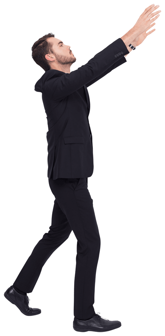 Transparent Businessman Reaching Upward Capturing Opportunity