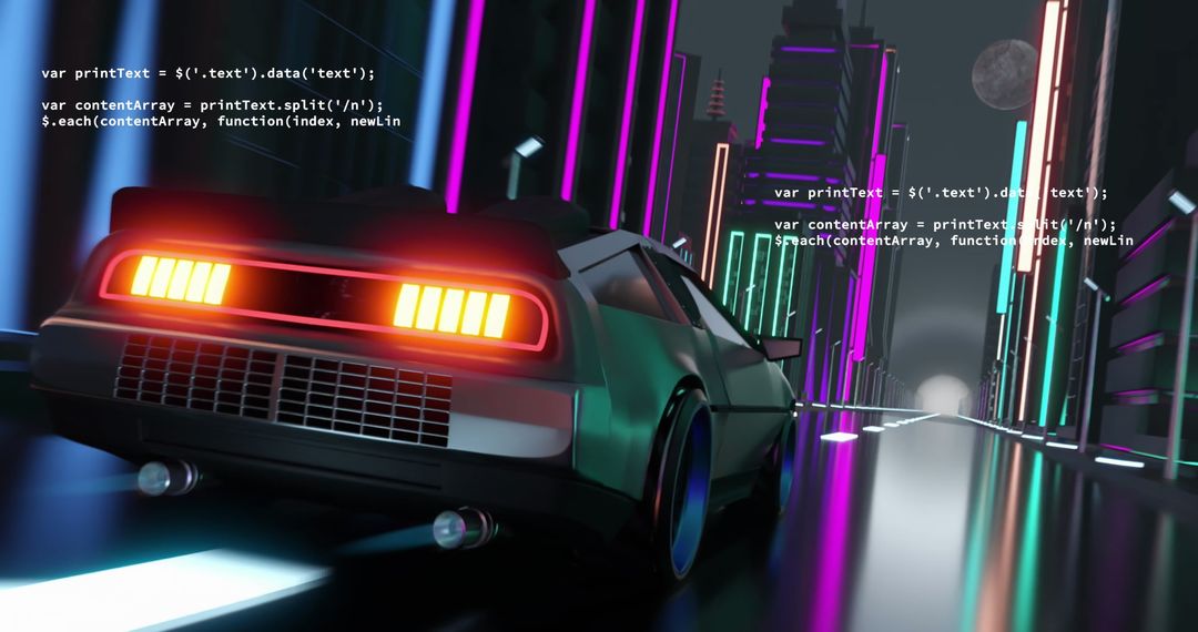 Futuristic Driving Technology with Digital Code Elements
