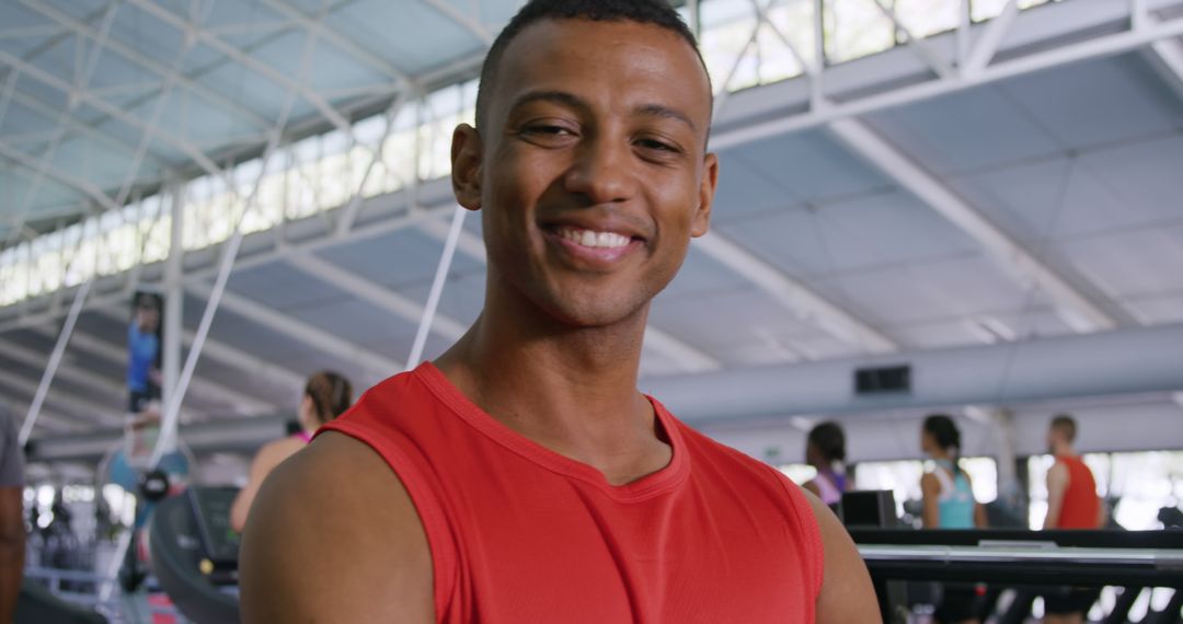 Smiling African American Man Taking a Break at Gym - Free Images, Stock Photos and Pictures on Pikwizard.com