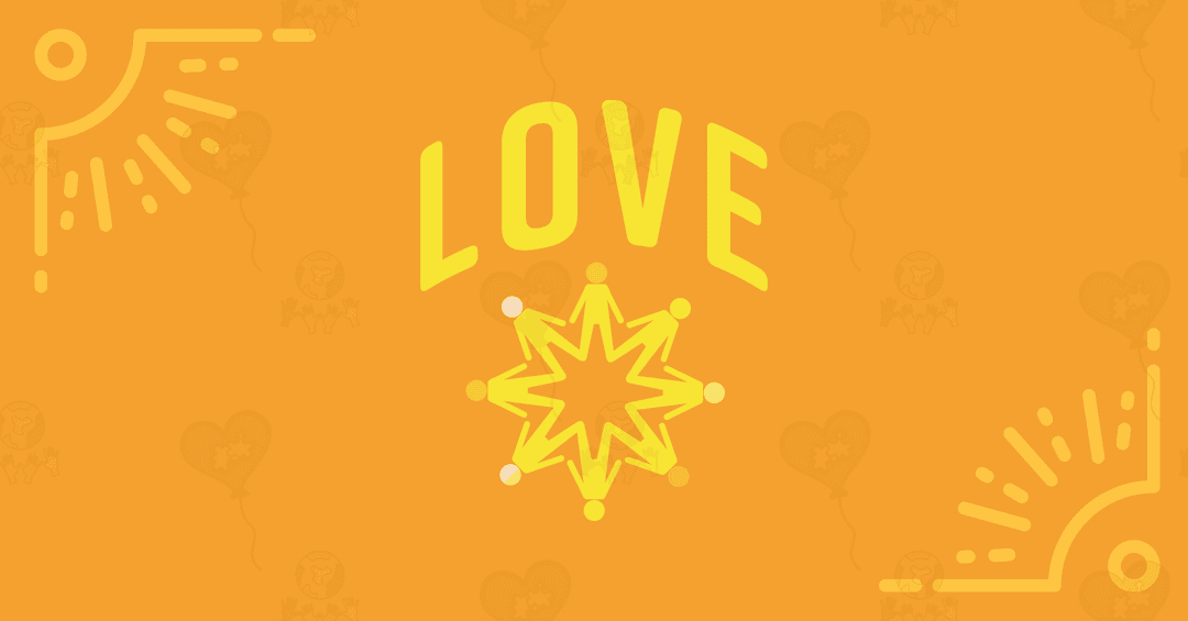 Transparent Love Illustrative Design with Orange Patterns