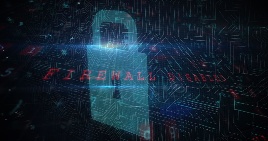 Cybersecurity Breach Visual with Lock and Background Codes