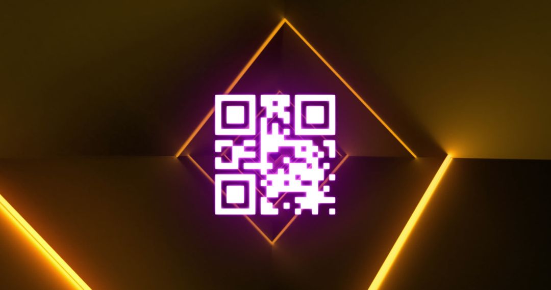 Vibrant QR Code with Digital Neon Lights Background