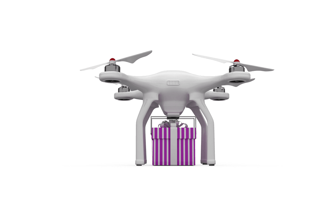 Transparent Drone Carrying Striped Gift Box for Deliveries