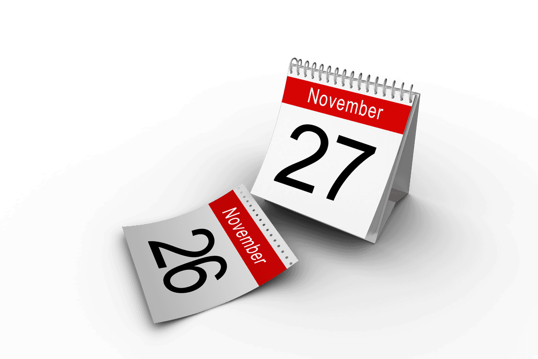 Transparent Desk Calendar Displaying November 27