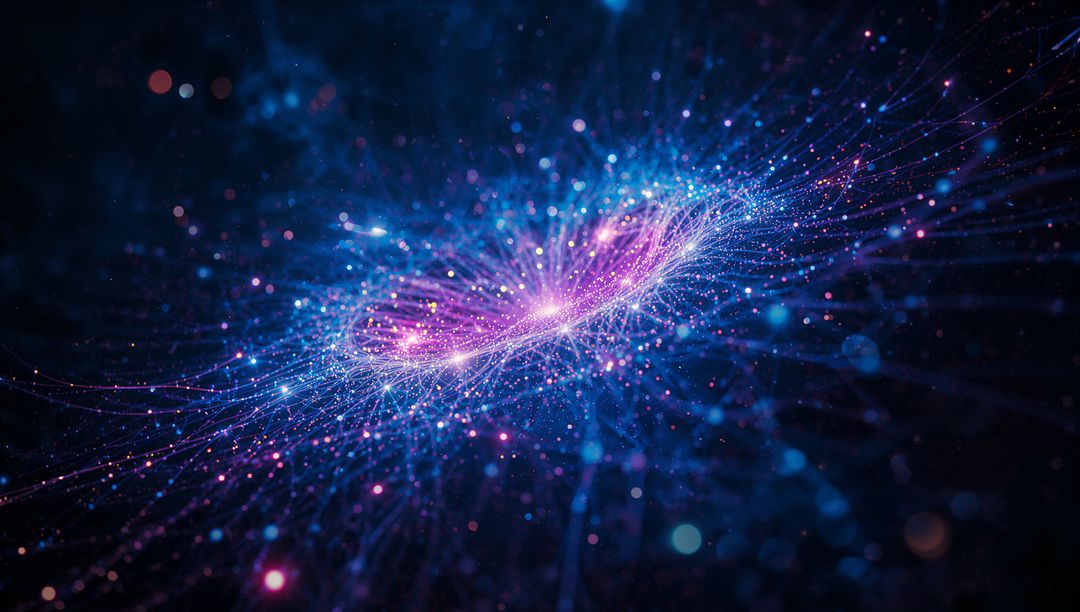 Futuristic Digital Galaxy with Radiating Filament Clusters