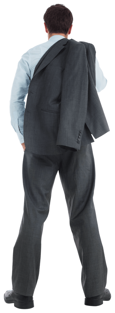 Professional Businessman Standing Holding Jacket Transparent Background