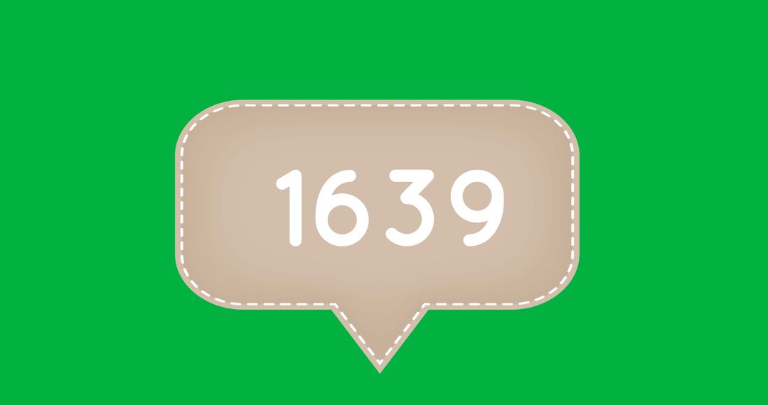 Counting Number in Chat Bubble on Green Background