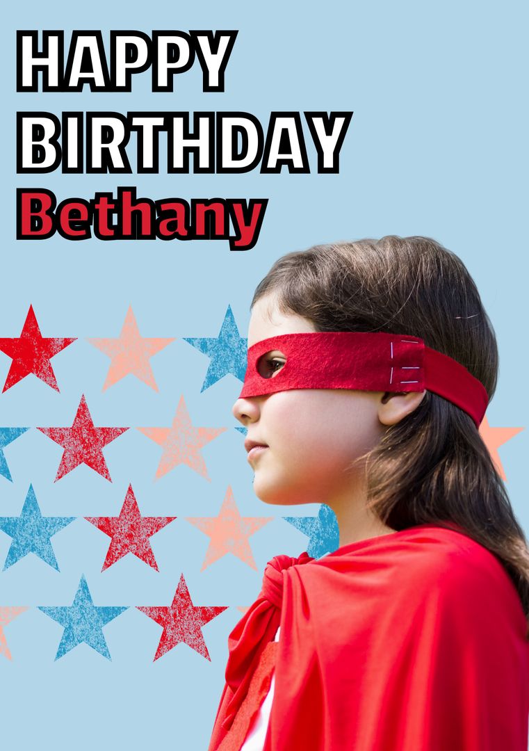 Red-Caped Child Superhero Birthday Celebration - Download Free Stock Templates Pikwizard.com