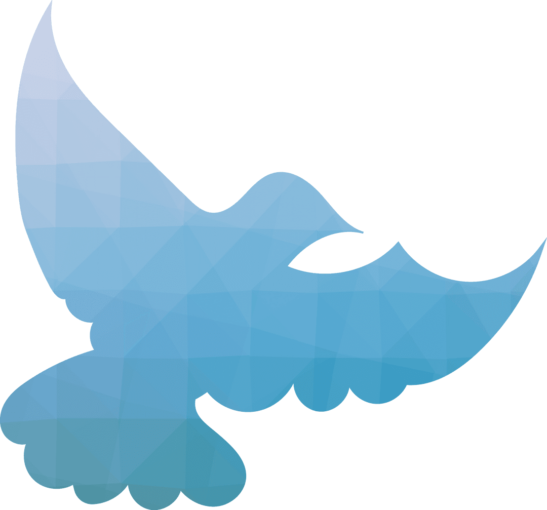 Transparent Geometric Dove Silhouette with Blue Gradient