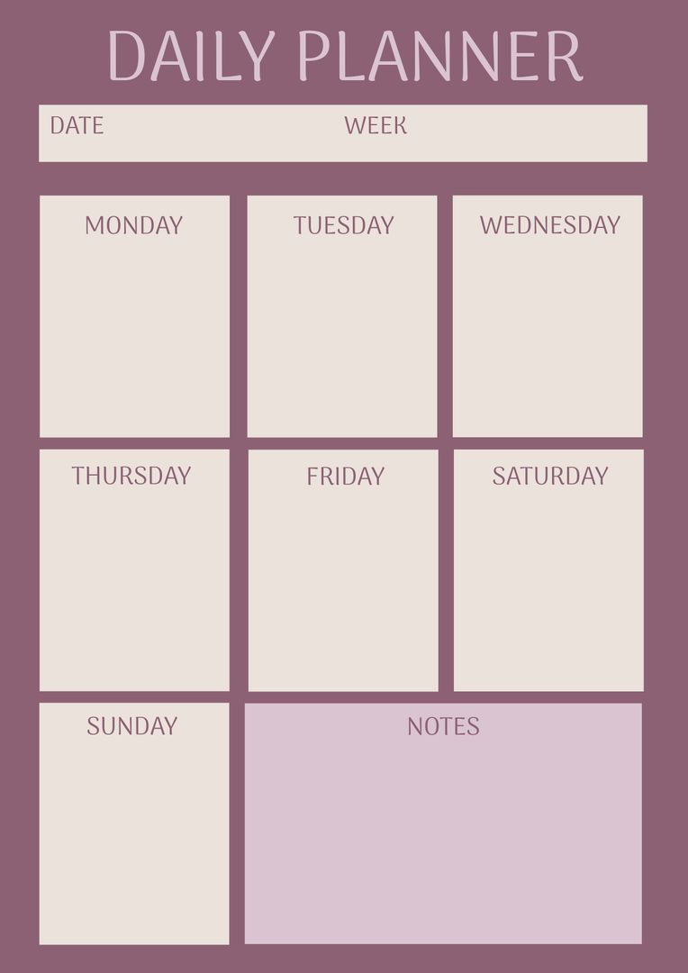 Minimalist Weekly Planner with Notes Section, Muted Colors - Download Free Stock Templates Pikwizard.com