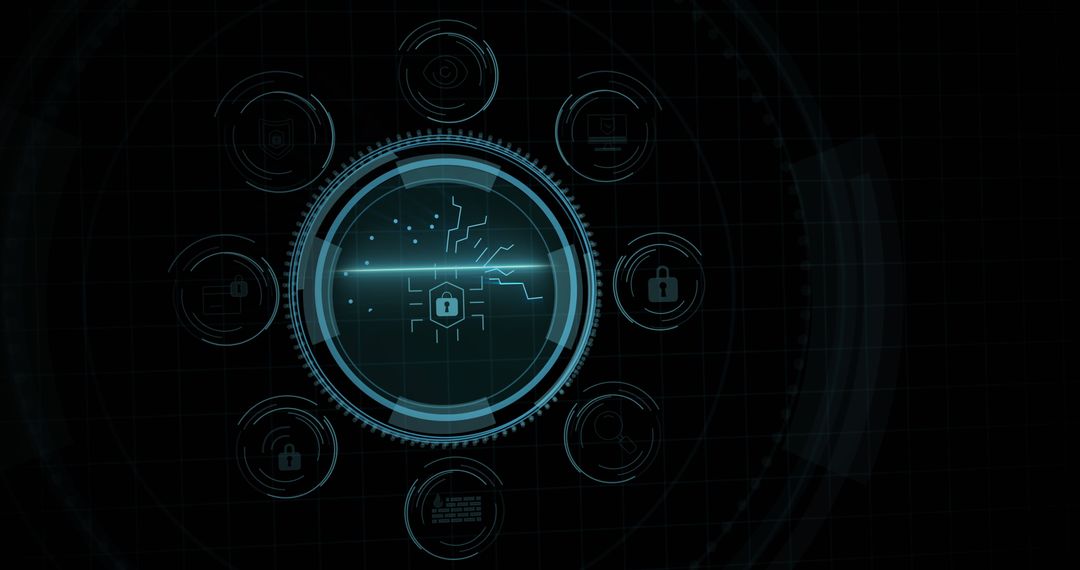 Digital Cyber Security Interface with Padlock Icon