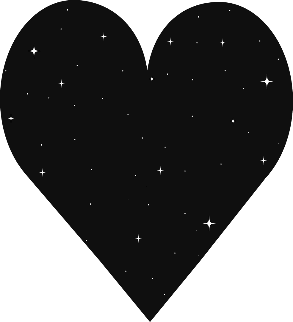 Transparent Heart-Shaped Silhouette with Starry Sparkles