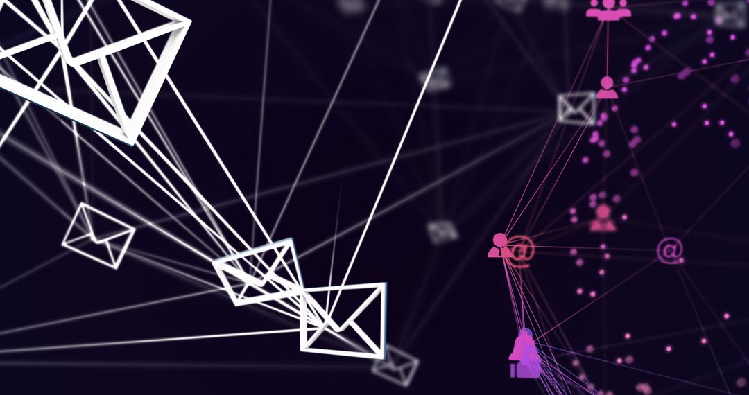 Abstract Digital Network with Media and Envelope Icons