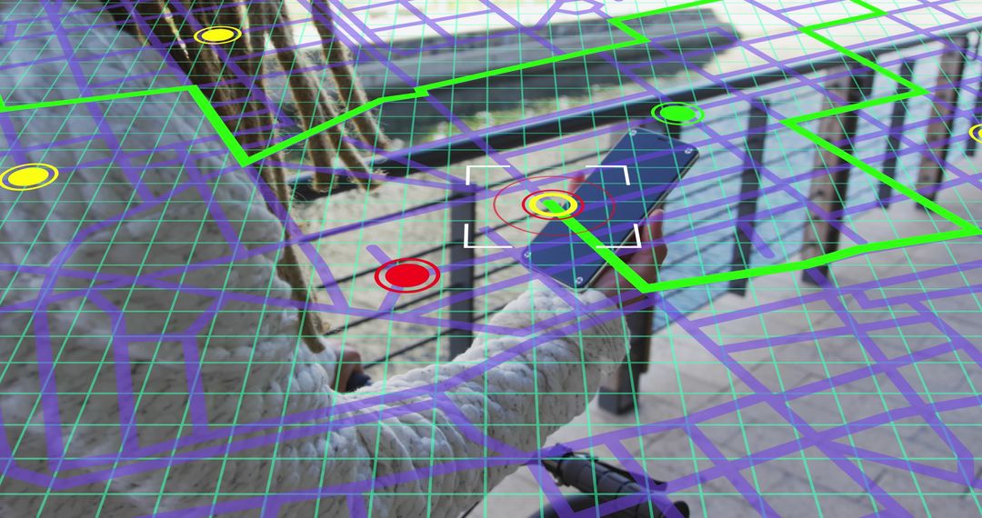 Man Using Smartphone for Navigation on Bicycle