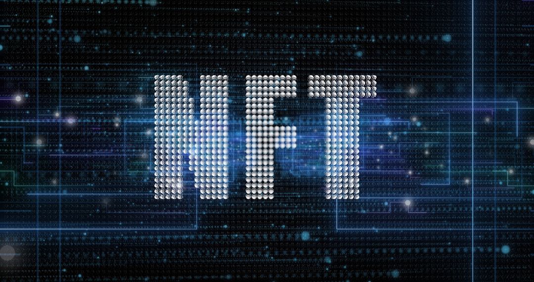 NFT Text in Digital Matrix Background