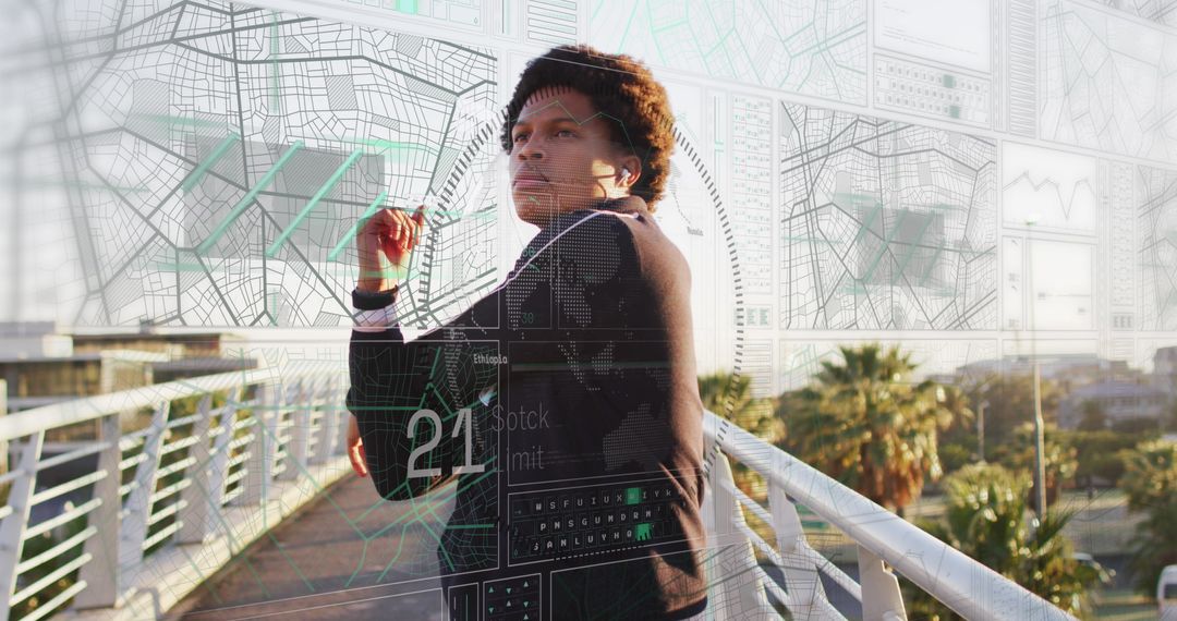 Businessman Analyzing Digital Data with Futuristic Interface