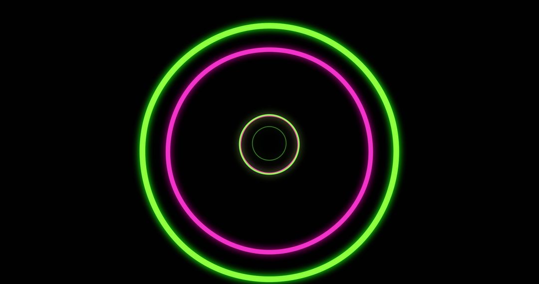 Vibrant Neon Circles on Black Background Signifying Movement