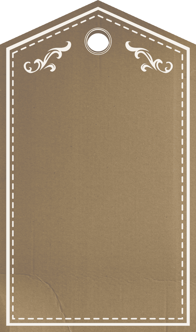 Elegant Brown Tag with Transparent Copy Space and Ornamental Design