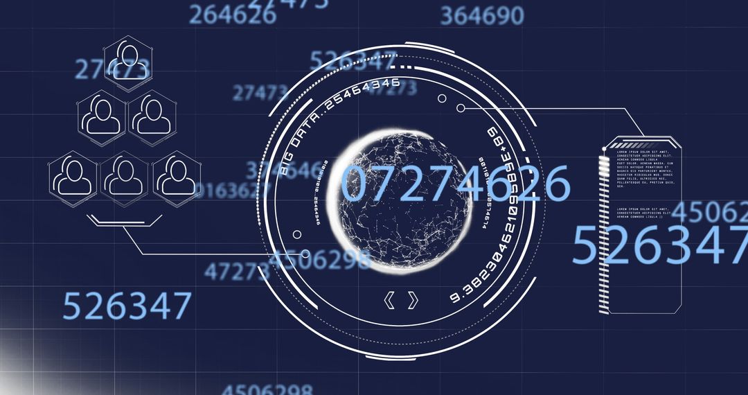 Futuristic Digital Interface with Globe and Analytics