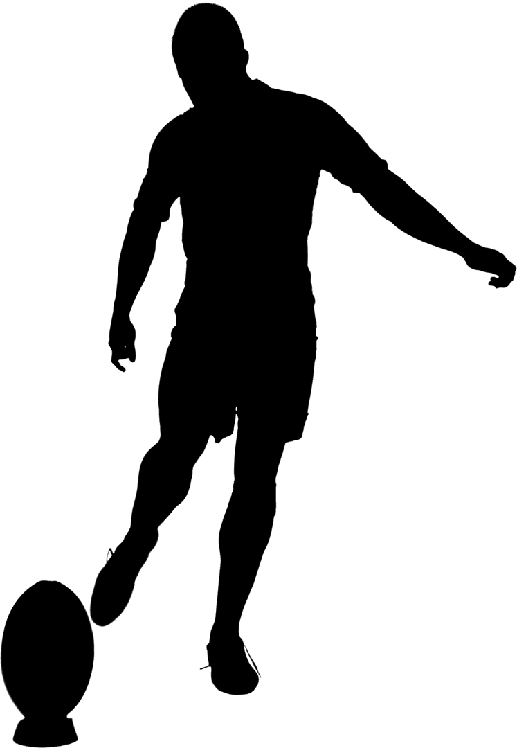 Transparent Rugby Player Practicing with Ball on Field