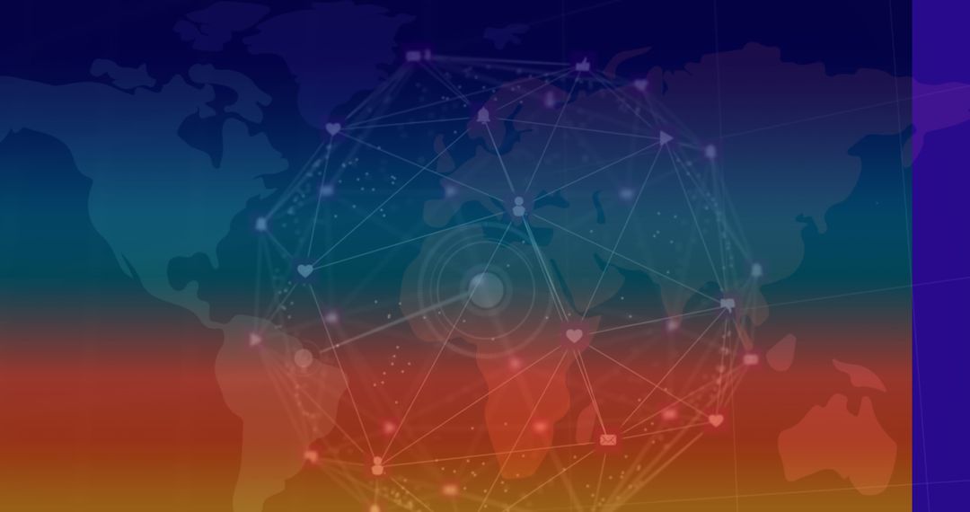 Global Network Connections on World Map Background