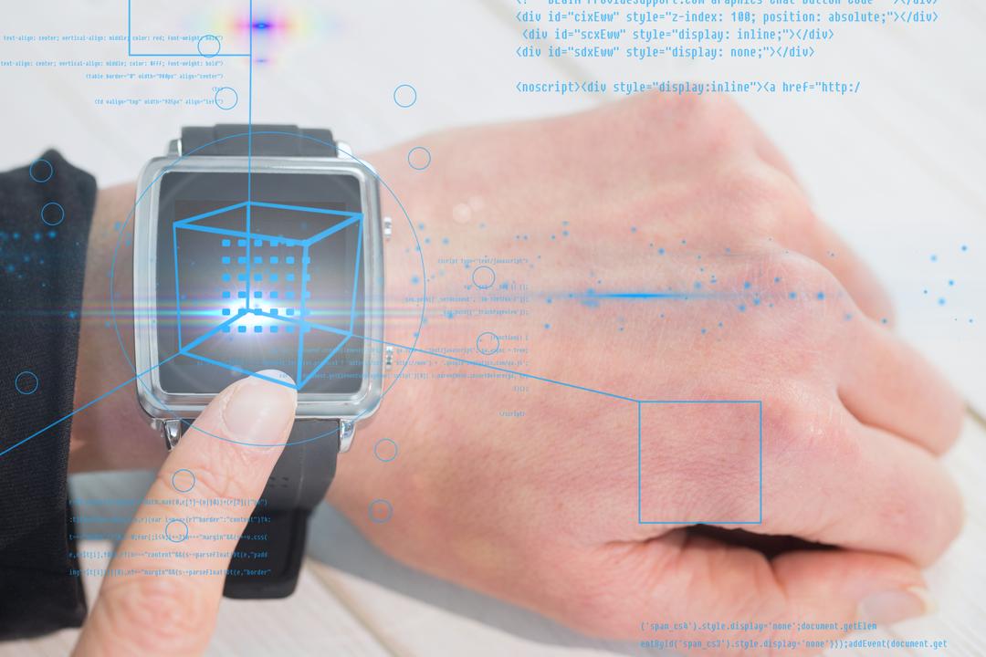 Hand Using Futuristic Smartwatch with Holographic Interface - Free Images, Stock Photos and Pictures on Pikwizard.com
